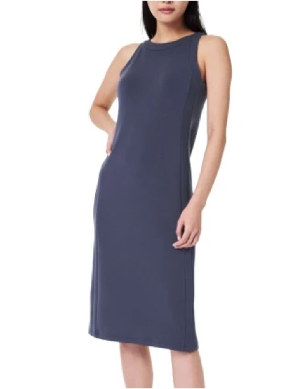 Spanx AirEssentials Side Stripe Tank Midi Dress Dark Storm Size Medium